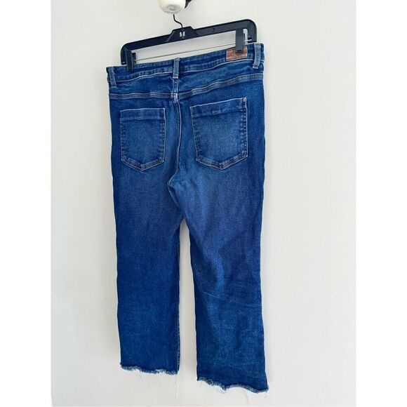 Zara Dark Denim Raw Hem Straight Ankle Length Jeans, Women’s Size 10 - Picture 8 of 11